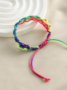 1 Stück buntes quadratisches Armband, handgewebtes Armband im bohemien Stil, modisches, elegantes und vielseitiges Paararmbband, geeignet für Strandurlaub und den täglichen Lässig Tragejeans, verstellbar