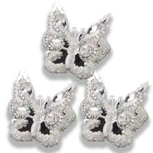 3pcs Sparkling Acrylic Butterfly Charms With Crystal Rhinestones & Flexible Wings - Perfect For DIY Jewelry, Phone Pendants & Crafts, For Return School
