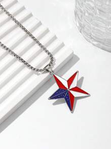 1pc Fashionable Unisex US Independence Day Star Pendant Necklace, Suitable For Men & Women Daily Wear Or Celebration Gifts