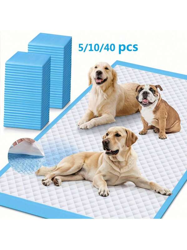 5/10/40pcs (17.72"X23.62", 23.62"X23.62"), Super Absorbent Disposable Pads, Leak-Proof & Quick Dry Disposable Pads, Suitable For Teenagers, Puppies And Adults, Puppy Training Pads, Dog Cat Potty Pads