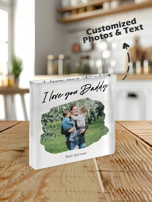Customizable Acrylic Family Photo Block, Personalized Family Gift, Memorial Plaque, Crystal Wedding Gift, Birthday Gift, Father's Day Gift, Valentine's Day Gift, Customizable Pet Dog Photo, Customizable Acrylic Creative Photo Display, Customize Your Cherished Moments, Memorialize Your Beloved Pet