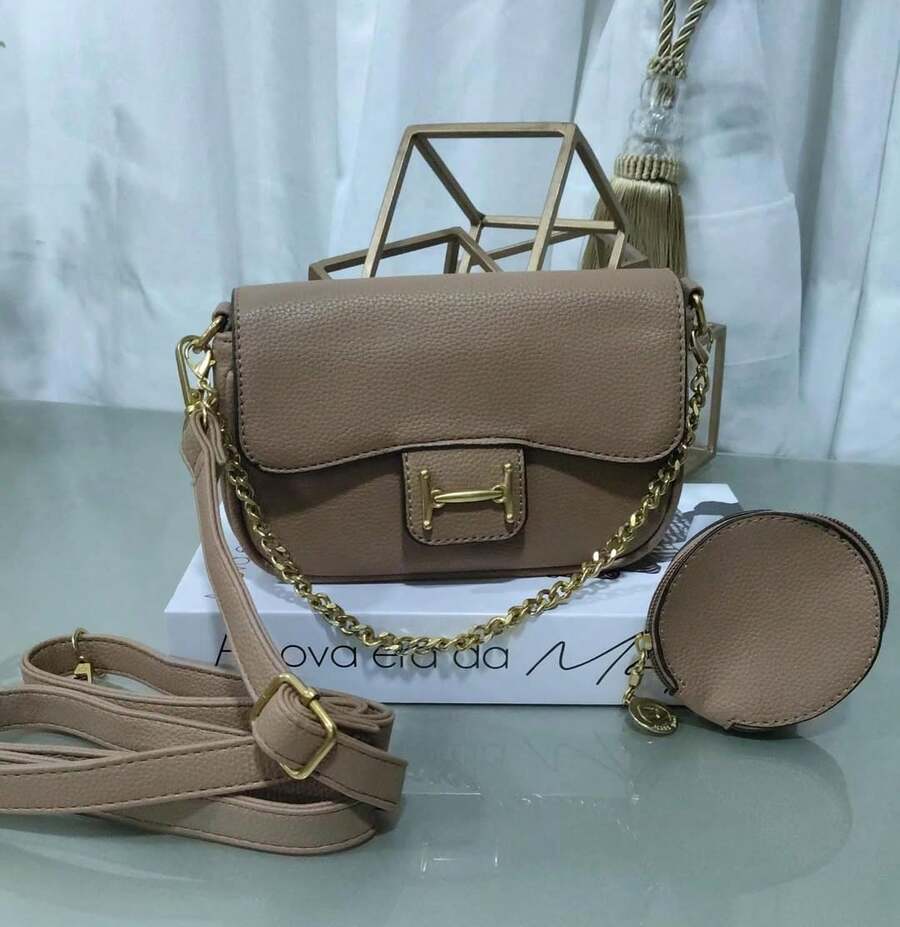 Asaloog WOMEN'S BAG CROSSOVER STRAP AND HAND STRAP CHAIN WITH KEY RING COIN PURSE DC-833