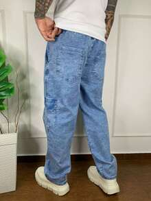 CALCA CARGO ESTONADA CLARA JEANS MASCULINO - Azul - Visão 3