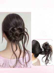 凌乱发髻发圈，甜甜圈发圈，蓬松卷发圈，马尾辫发饰，马尾辫发圈，发绳，发圈，发绳，头饰 - 彩色 - 查看 2