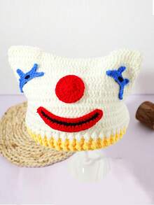 1 件男女通用手工编织小丑风格便帽，有趣独特的街头嘻哈 Y2K 帽 - 小丑 - 查看 4