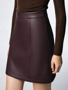 Elegant Solid Color Zipper Closure Beach Skirt - Burgundy - View 2