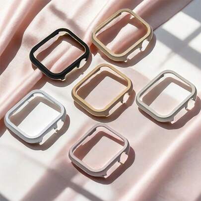 45mm/44mm/40mm/41mm/42mm/46mm/49mm Metal Bezel Protective Case, Compatible With Apple Watch Series Ultra 10/9/8/SE/7/6/5/4, Aluminum Alloy Material, Gold Color