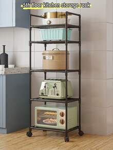 1 pieza Estantería de almacenamiento de cocina de 3-6 niveles, organizador de especias para horno microondas, estantería rodante de varios niveles para el piso - Multicolor - Ver 6