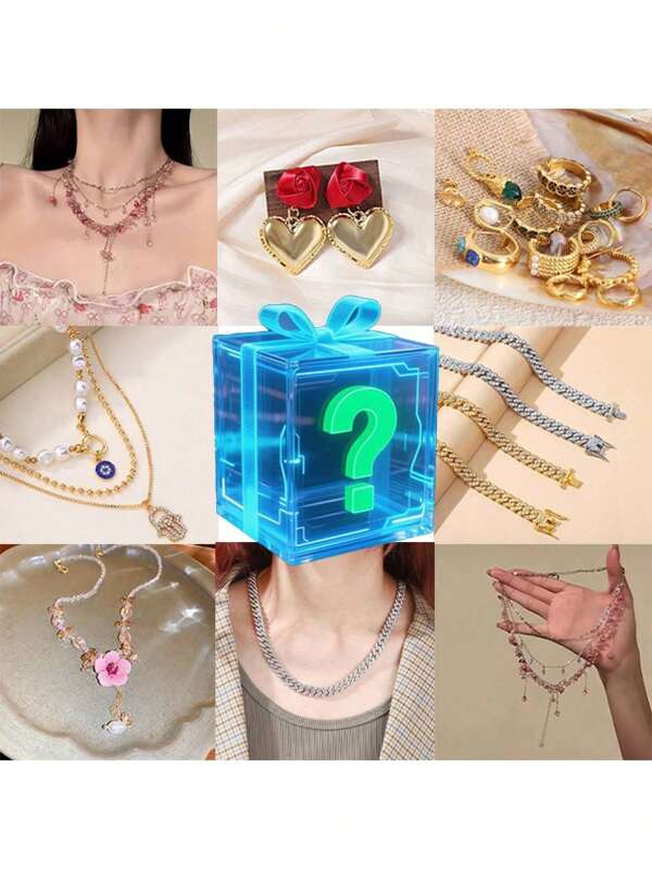 Stainless Steel Jewelry-Mystery Box! Includes A Variety Of Necklaces, Earrings, Bracelets And Rings. Randomly 1 Pc, Perfect For Everyday Wear And Gifting,Jewelry Sets
