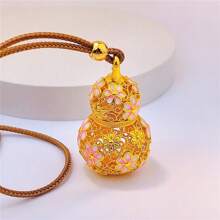 1 pièce Collier vintage à la mode de style chinois avec pendentif en céramique émaillée en forme de calebasse creuse