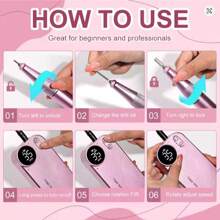 duofu Molinillo De Uñas Eléctrico Portátil, Recargable 35000rpm Lima De Uñas, Lápiz Taladrador De Uñas Kit De Máquina De Manicura Con Batería De Larga Duración De 10 Horas, Conjunto De Máquina De Pulido De Uñas Profesional Y Removedor De Cutícula, Kit De Manicura Con Accesorios De Herramienta De Arte De Uñas Para Uso En Casa Y En Salones De Acrílico