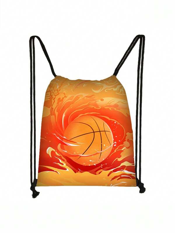 1pc Hot Selling Football Sports Style Drawstring Bag Daily Travel Sports Storage Bag Shoulder Oxford Cloth Bag, Van Gogh Backpack Multifunctional Portable Drawstring Bag Storage Bag Book Bag For Men & Women, Basketball Print Backpack Women's Men's Clothing Men's Travel Storage Bag Softball Drawstring Bag Shoe Rack Book Bag