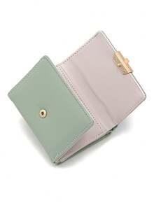 1 件绿色多功能三折时尚印花短款钱包女士钱包钱包可爱钱包迷你钱包