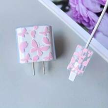2pcs Butterfly Protective Case For IPhone 14 Pro Max, 13, 12, 11 Chargers - TPU Cable Protector With Coil Winder, Compatible With 18/20W Fast Charging Adapter - Durable Anti-Fraying Cable Management Box - Ideal Gift For Couples