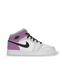 Jordan Air 1 男童运动鞋，高级混纺，浅葡萄紫、白色、紫红色、黑色，缓震气垫鞋底，加厚鞋领，经典设计，DQ8423-501 - 大麥葡萄 - 查看 3