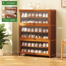 Shoe Cabinet Household Door Shoe Rack Simple Storage Artifact Space Saving Dormitory Dustproof Multi-Storey Rental House - Màu nâu - Xem 4