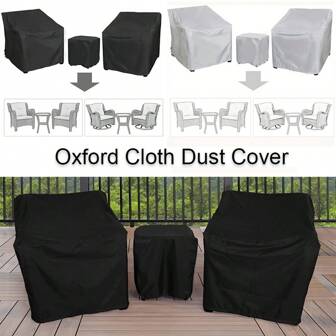 Set van tuinmeubelhoezen voor veranda en patio met duurzame Oxford-stof, geschikt voor rieten tuinmeubelsets/rotan stoelen.