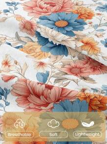 2/3pcs Duvet Cover Set, Floral Quilt Cover, Flower Bedding Set, Daisy And Rose, Skin-Friendly Comforter Cover Set, Soft And Comfortable Bedding Set For Bedroom, Printed Bedding Set, Washed Microfiber Duvet Cover, Breathable, Dustproof Non-Slip, Lightweight And Ailky Smooth,Suitable For All Seasons, For Twin/Queen/King,1pc Duvet Cover And 2/1pc Pillowcase, Perfect Holiday Gift,Fall Decor,Autumn Decor,Room Decor