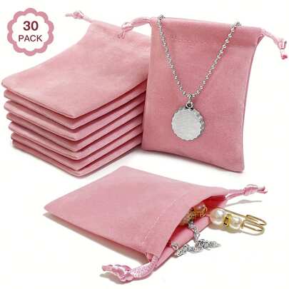 30pcs Small Pink Velvet Jewelry Pouches With Drawstrings - Soft Storage Gift Bags For Wedding Favors, Party Gifts, Valentine's Day, Anniversary Keepsakes And Jewelry Organization, For Mother's Day , Bridesmaid Gifts , Graduation Gifts , Birthday Gifts,Wedding Gifts,Birthday,Bride,Wedding