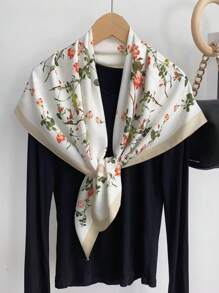 1 pièce Écharpe carrée élégante imprimée mode 90 cm pour femme, idéale pour les sorties décontractées et à la mode en ville, comme foulard, bandeau, châle coupe-vent et protection solaire, idéale pour accessoiriser votre style.