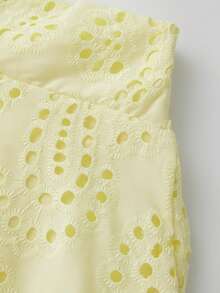 Women's 2 Piece Skirt Outfits Sleeveless O Neck Eyelet Tank Tops Long Flowy Skirt Set - 黃色 - 查看 5