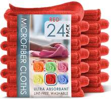 Paño de limpieza de microfibra, toallas de microfibra para automóviles, paquete de 24 paños de limpieza, trapos de limpieza rojos, toalla de microfibra reutilizable, trapos de limpieza - Agua verde azul - Ver 5