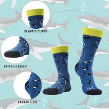 Men's Funny Novelty Crazy Pattern Dress Socks For Gifts - Black/Blue/Multicolor Fishing-4m - View 4
