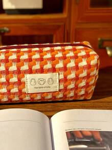 Fresh And Simple Pink Floral Print Pencil Case, Ins Style Highly Attractive Student Desktop Stationery Storage Bag, Natural Style Cosmetic Bag, Back To School Essentials, Pen, School Supplies, Back To School Supplies, Beautiful School Supplies, Office Supplies, Gifts For Gifts, School Bags For Girls, School Admissions, Desk Storage Boxes, Cute Stationery,Makeup Bag
