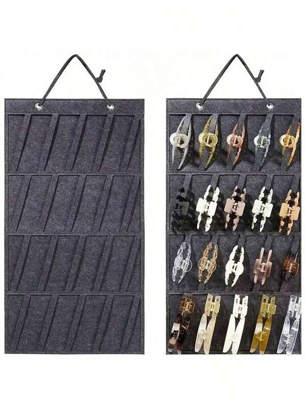 منظم لتعليق مشابك الشعر على الحائط بخطافات غير مرئية - من الشعر الأبيض للتعليق، تصميم متعدد الفتحات للوصول السهل وديكور المنزل للنساء والفتيات