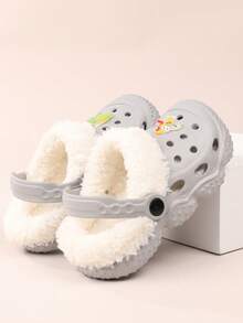 Pink Cave Shoes Glow-In-The-Dark Shoes Flower Decoration Boy And Girl With The Same Children's Padded Warm Shoes