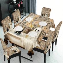 1/4/5/6/7/36 Piezas Fundas para sillas impresas con fantasmas de Halloween, adecuadas para decoración interior de hogares, restaurantes, hoteles, fiestas, bodas, comedores y cocinas. Fundas elásticas que se pueden lavar. - YT-121 - Ver 2