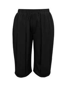 Quần ống rộng lửng 3/4 dáng suông dành cho nữ cỡ lớn, màu trơn, có túi, màu đen, đa năng cho mặc hàng ngày, mùa thu/đông. - màu đen - Xem 5