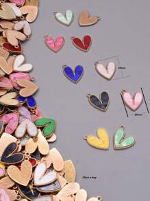 10 件合金心形吊坠，珐琅爱心吊坠，适合 DIY 珠宝制作 - 多种颜色 - 工艺用品 - 适合珠宝制作者和手工艺人 - 送给创意人士的完美礼物 - 愛心 - 查看 3