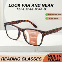 2pcs/Set Multifocal Reading Glasses, Progressive Bifocal Lenses, Classic Black & Leopard Print Style, Ultralight Flexible Frame With Matte Finish, Non-Slip & Comfortable For Business Or Casual Wear, Unisex - Black + Panther - View 5