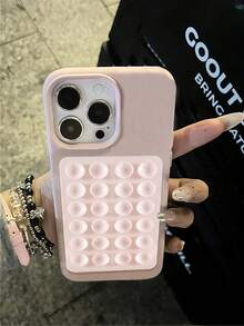 Luxury Suction Cup Stand Litchi Pattern Phone Case Compatible With Iphone16 15 14 13 12 11 Pro Max Fashion Simple Shockproof Phone Case Waterproof Anti-Fall Scratch Resistant