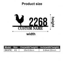 1pc Customizable Metal Rooster Plaque - Family Name Address Sign, Suitable For Home, And Outdoor Decor - Multicolor - View 12