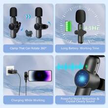 HITOZON Micrófono lavalier inalámbrico para teléfono, micrófono inalámbrico plug-and-play, micrófono de solapa para grabación de video, enseñanza, entrevistas, podcast y vlog