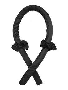 4 件套免加热卷发器套装（适合长发女性）、带夹子的隔夜卷发器、打造无损伤波浪的卷发丝带套装、返校季、旅行度假必备品、女士发饰 - 黑色 - 查看 4