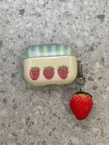 草莓格子硅胶外壳适用于 Apple Pro 4 第三代无线蓝牙耳机，防摔保护套，设计精美 - 紅色 - 查看 5