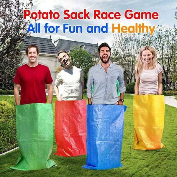 4-Piece Set Of Outdoor Games Potato Bag Competition Bags Suitable For Outdoor Backyard Field Day Jumping Bag Carnival Birthday Party Games, Race To See Who Reaches The Finish Line First, Outdoor, Garden, Home