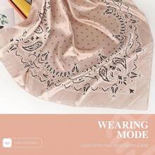 35 Inches Silk Head Scarf-Satin Hair Scarves Silk Bandana Scarf Headscarf For Women's Fashion Scarveshalloween - 粉紅圓點腰果 - 查看 6