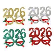4pcs Christmas Party Glasses 2025 New Year & Festive Party Glasses Frames Photobooth Props Christmas Party Decoration