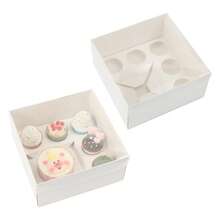 1/5 Packs Bento Box, Cupcake And Cake Box, 5 Cupcake Cavities And 1 Cake Slot, With Clear Lid ,Cupcake Cake Baking Supply Box, Treats, Donuts And More - Multicolor - View 10
