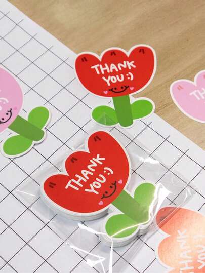30pcs Mini Floral "Thank You" Cards - Adorable Cactus & Heart Designs, Suitable For Mother's Day, Father's Day, Teacher's Day, Graduation Ceremony, Etc. - Also Suitable For Gift Wrapping And Office Use, Stationery, Fun Design, Durable Paper, Greeting Cards