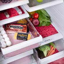 DII Kitchen Millennium, forros lavables y no adhesivos para contenedores y estantes de refrigerador - Incluye 6 que se pueden cortar en verde - Vegi Tango Rojo - Ver 5