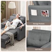 Single Convertible Sofa Bed, 3-In-1 Pull Out Sleeper Sofa Bed Chair With Side Pocket For Living Room, Guest Room, Home Office - Dark Grey - View 9