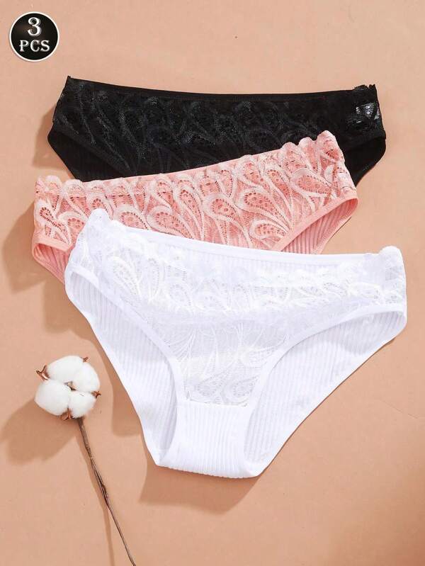 VKME 3 Stücke Damen Briefs Lingerie Unterhose Unterwäsche