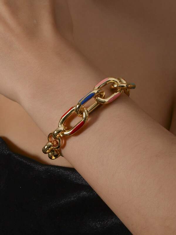 1 szt. Modna kolorowa bransoletka z farbą Drop Decor, szykowna biżuteria w stylu hip-hopowym w stylu europejskim i amerykańskim dla kobiet