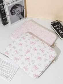 1 Stück Blumen- und Schleifen-Design tragbare leichte Handtasche für Laptops, Tablet-Computer Tasche mit Innenfutter für 11/13/15-Zoll-Laptops, passend als Geschenk für Schule, Reiseutensilien, Geburtstagsgeschenk, Valentinstag-Geschenk, Jahrestags-Geschenk, Lehrergeschenke, Lehrmittel, vielseitiges Accessoire für modebewusste Mädchen, Geschenk zur Abschlusszeit