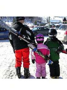 1 Pc Red Ear Handheld Double Ski Strap Ski Strap Ski Fixed Strap Ski Shoulder Strap (Hook And Loop Direction Random)